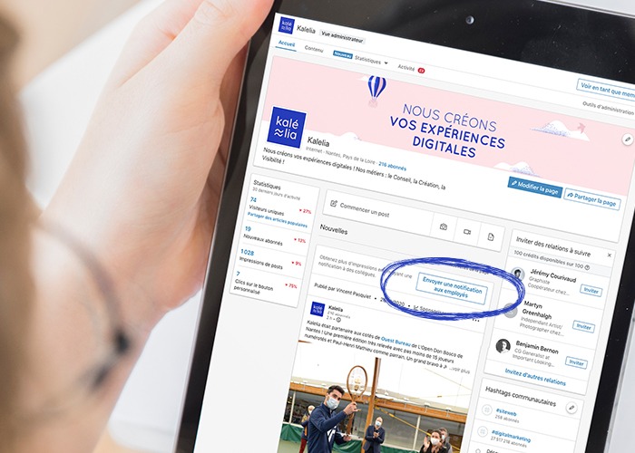 LinkedIn Kalelia : notifications employés