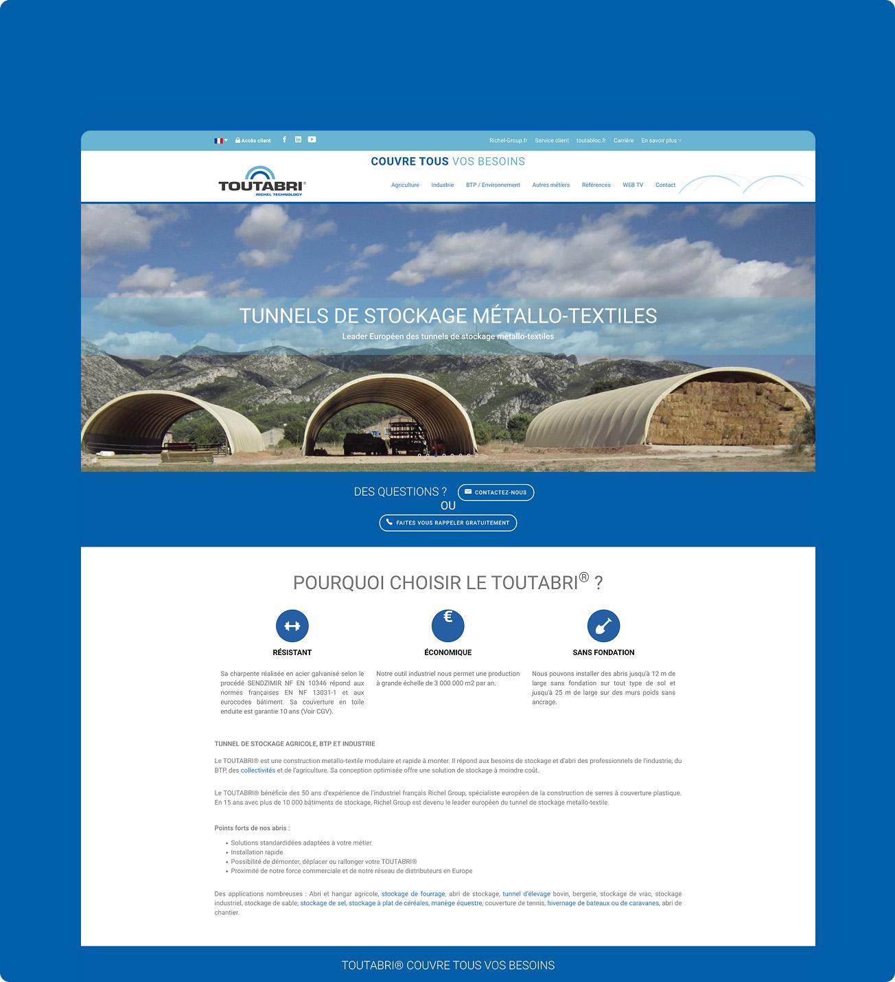Ancienne page d'accueil du site Toutabri