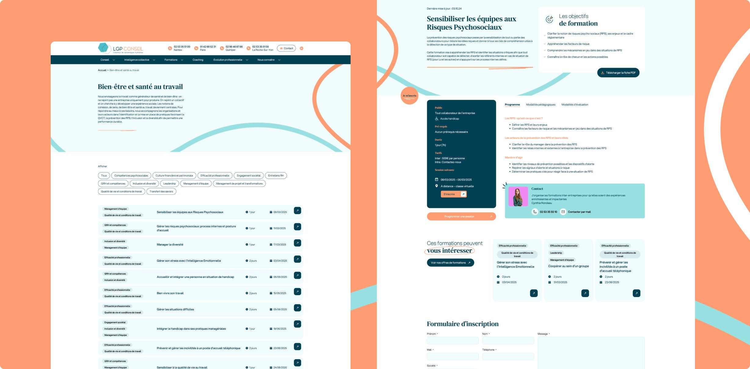 Pages intérieures du site LGP Conseil