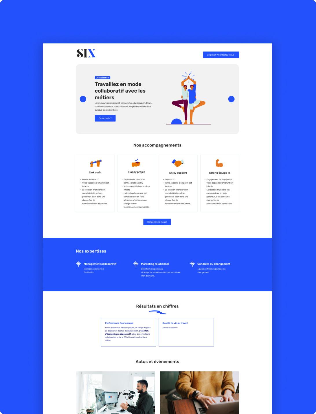 Autre mockup de la landing page