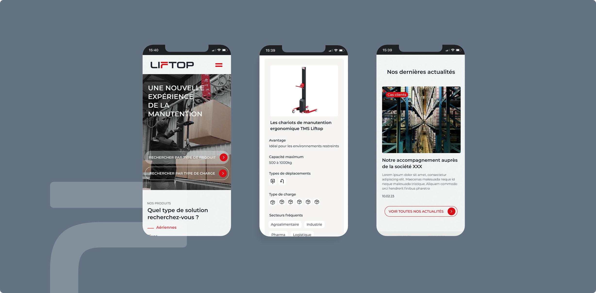 Vision mobile du site Liftop