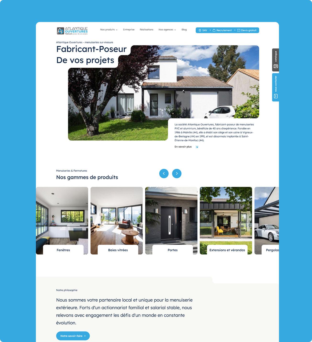 Mockup de la page d'accueil Atlantique Ouvertures