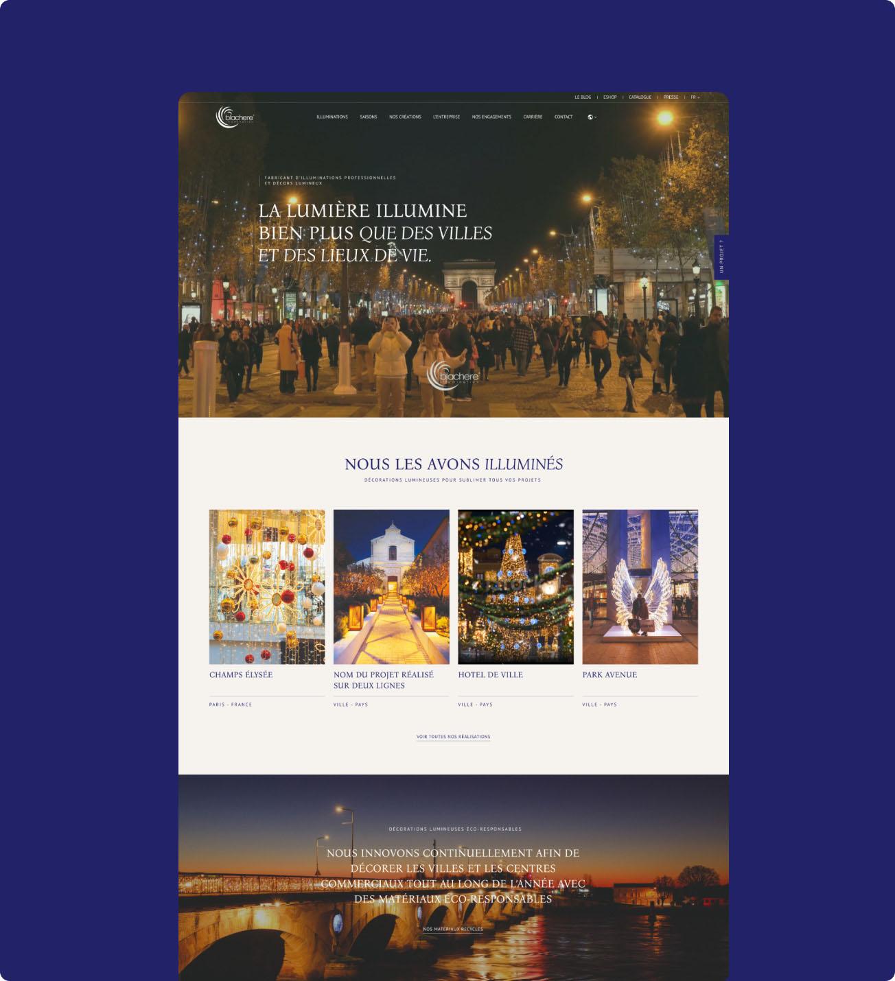 Mockup de la page d'accueil Blachere Illumination
