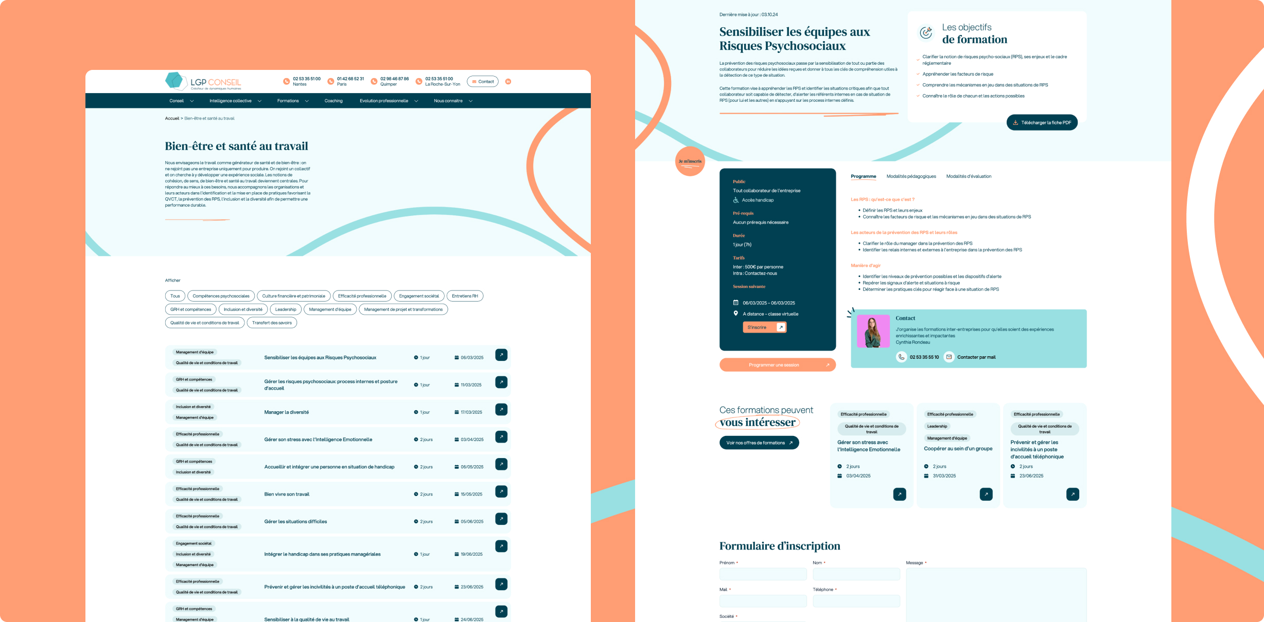Pages intérieures du site LGP Conseil