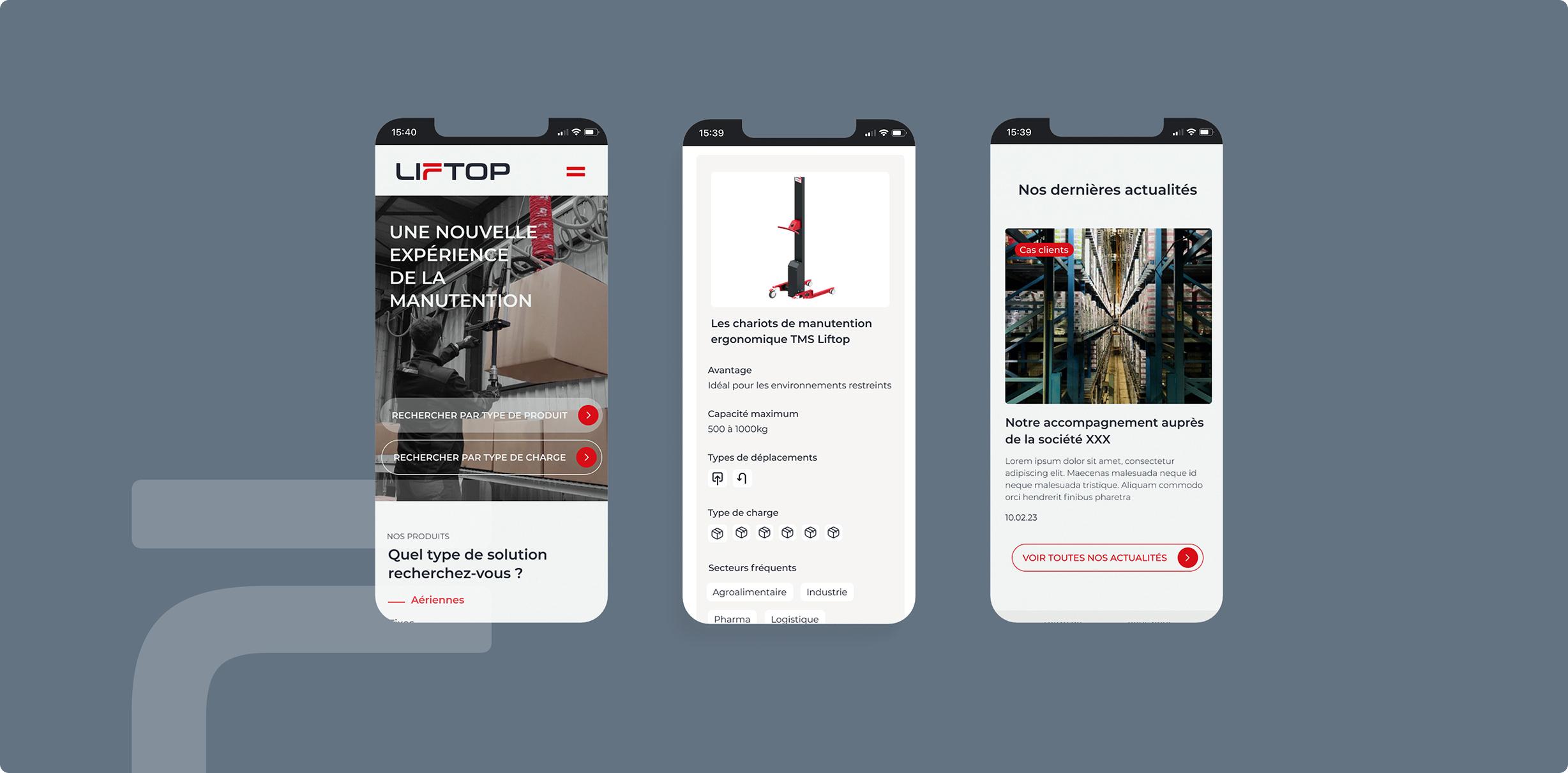 Vision mobile du site Liftop