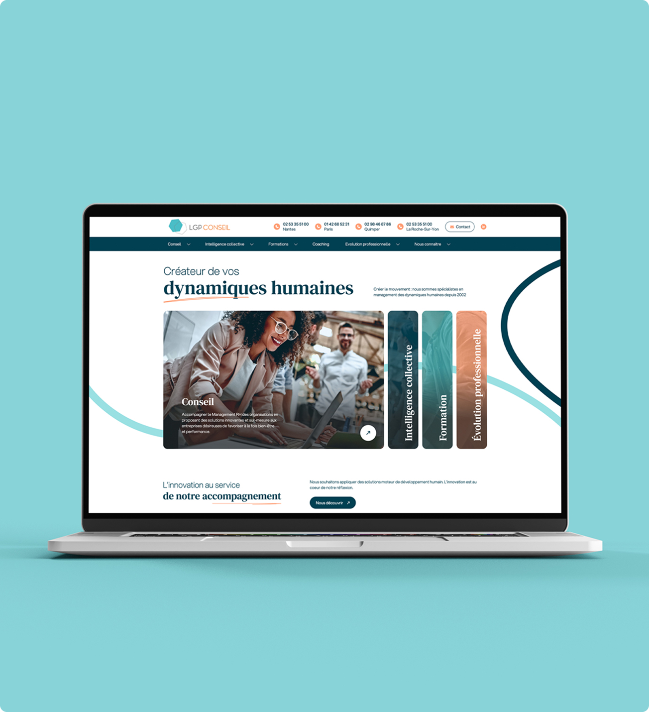 Mockup de la page d'accueil LGP Conseil