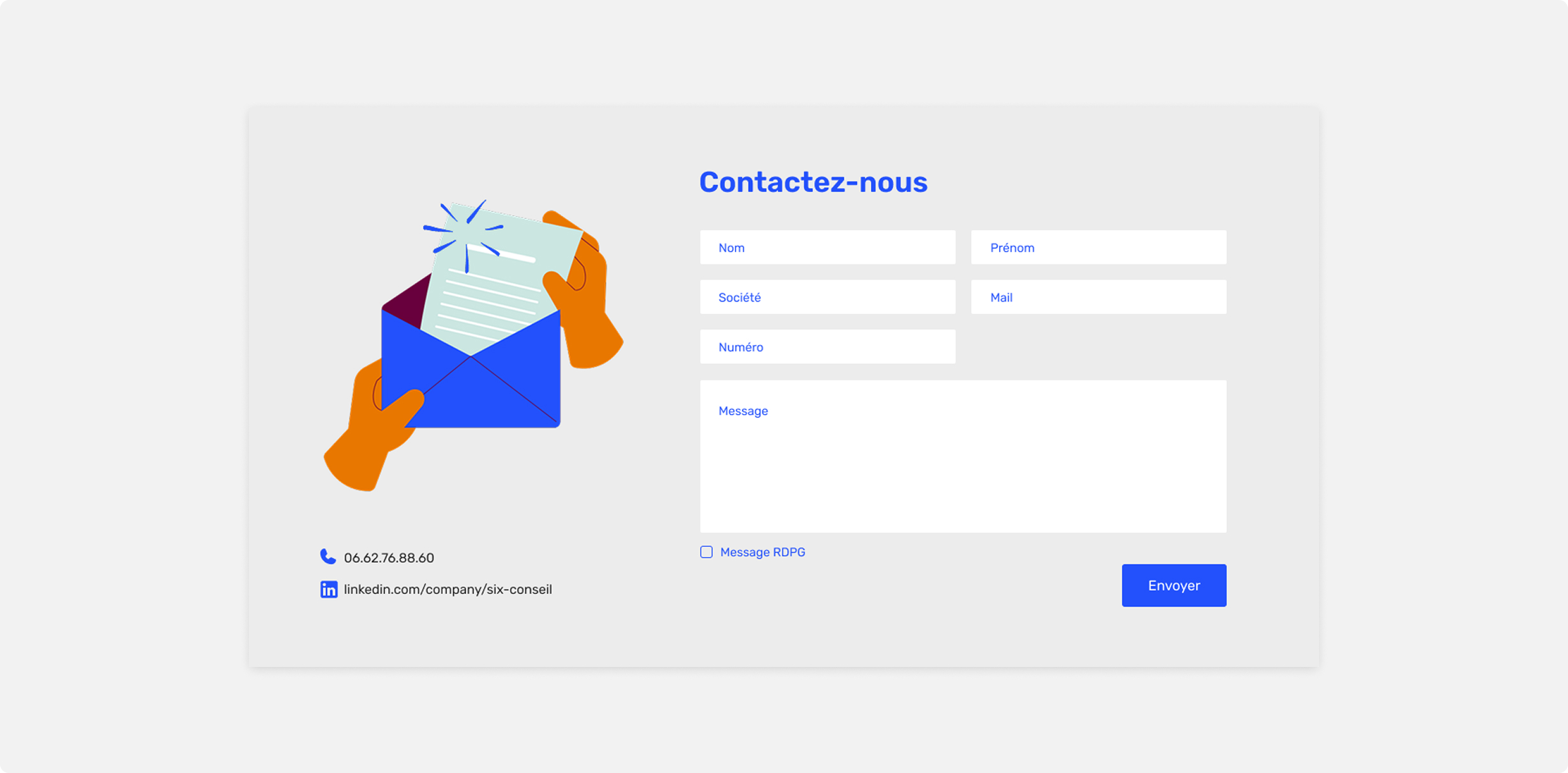 Exemple d'illustrations et du formulaire de contact
