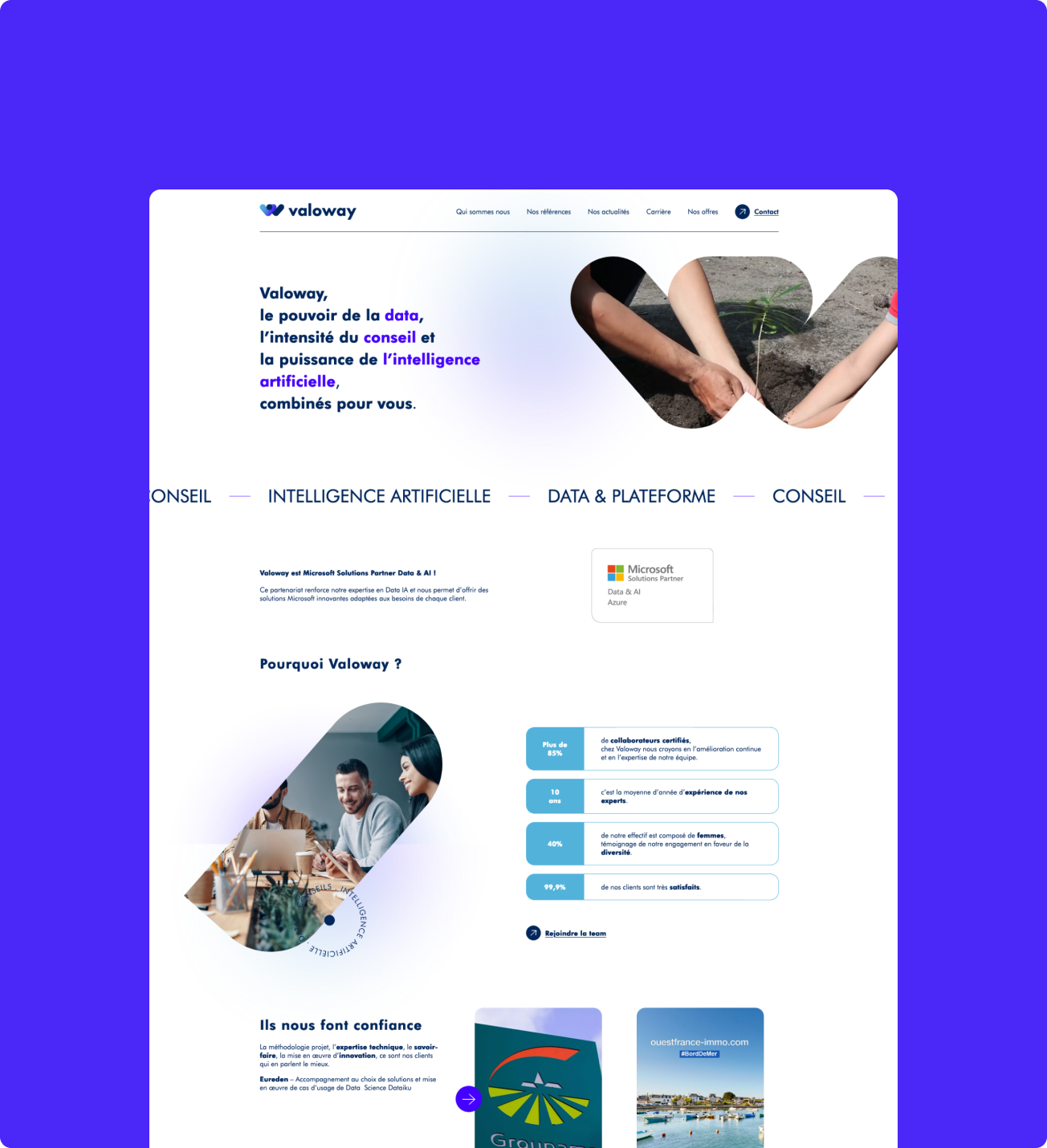 Visuel de la nouvelle page d'accueil du site Valoway