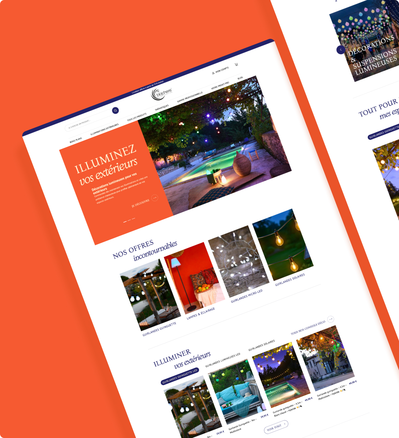 Mockup de la page d'accueil du site e-commerce Blachere Illumination