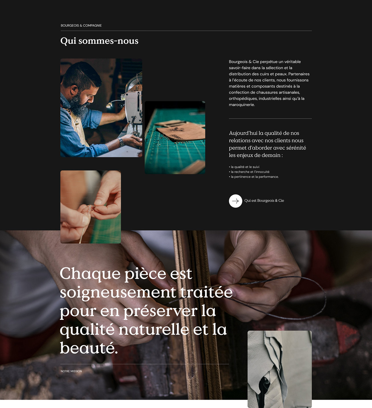 Page d'accueil pour le site Bourgeois & Cie