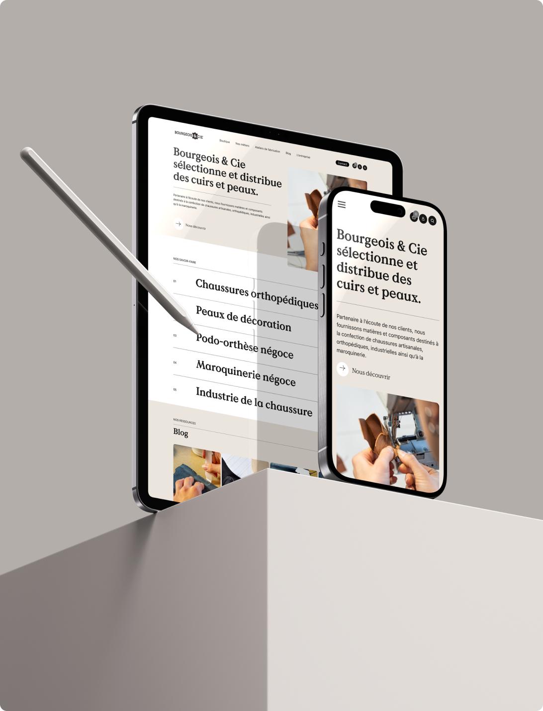 Mockup du responsive du site e-commerce Bourgeois & Cie
