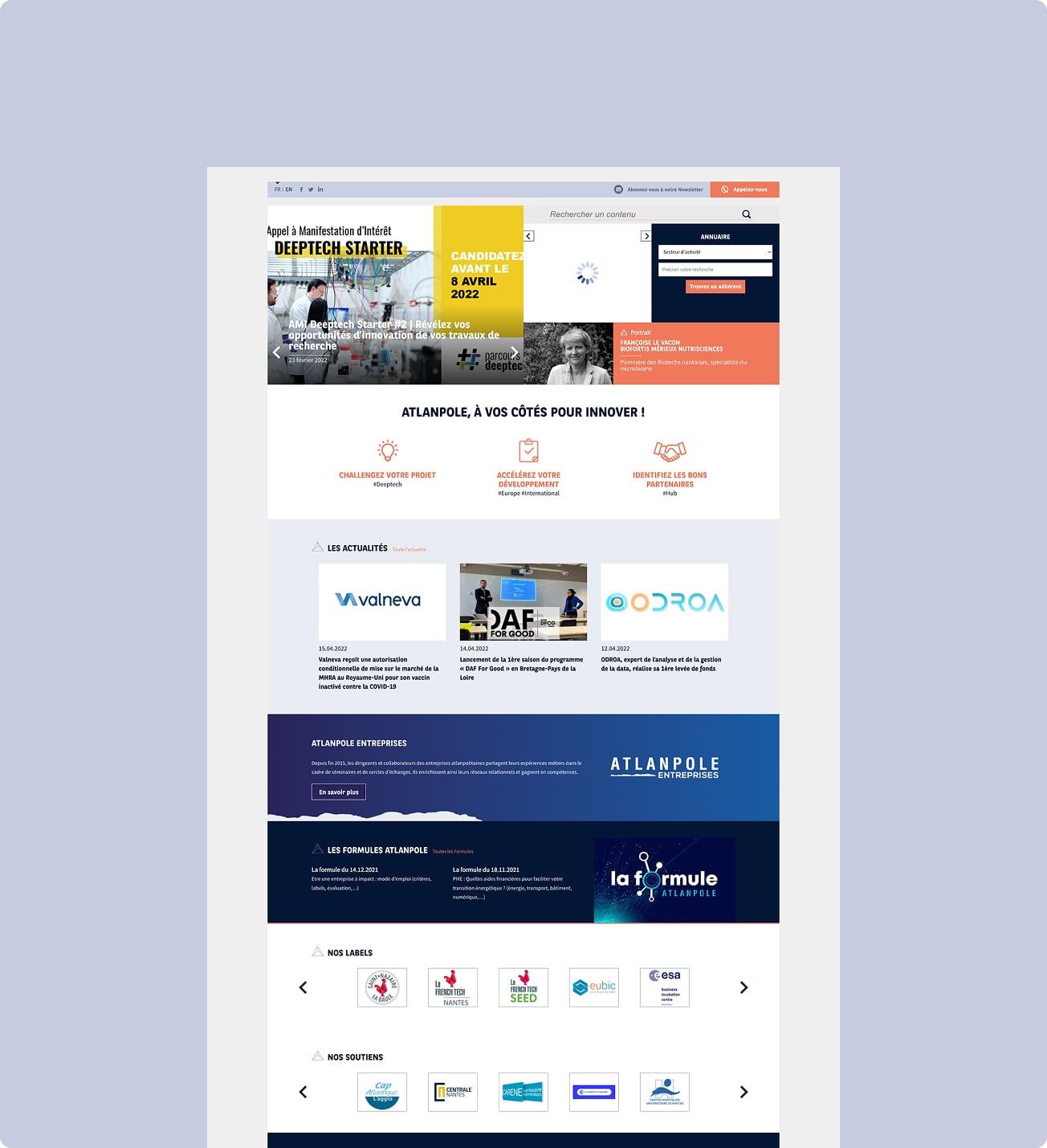 Visuel montrant la page d'accueil avant la refonte