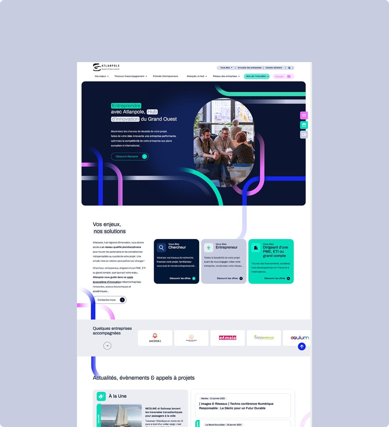 Visuel montrant la page d'accueil après la refonte