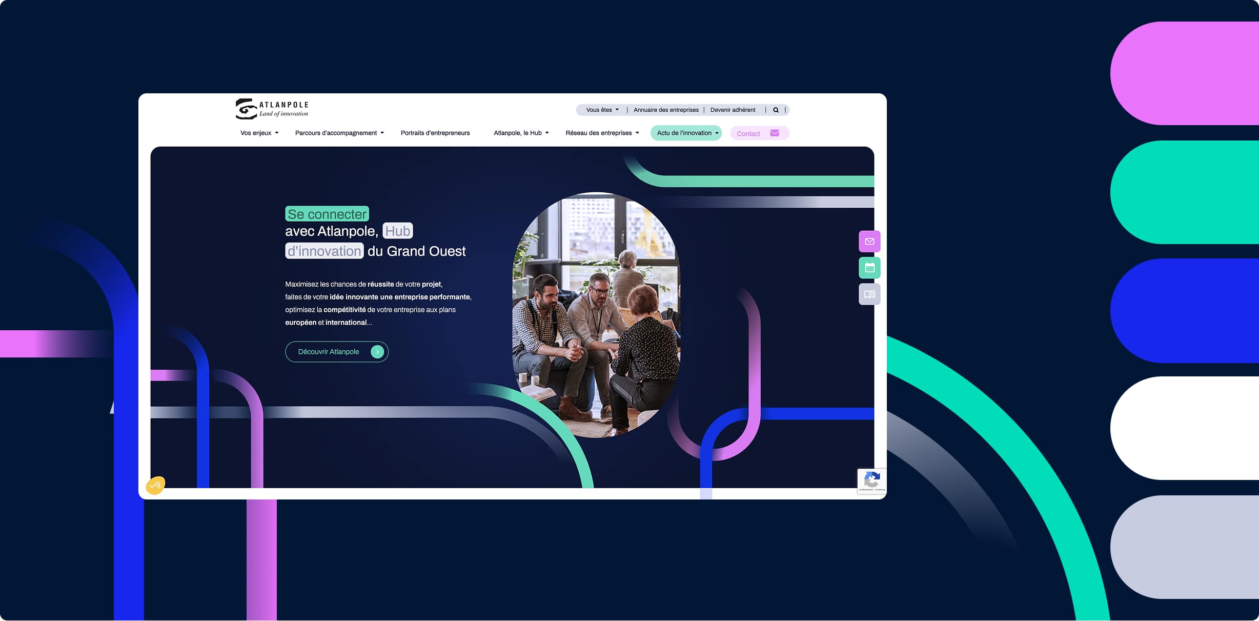 Focus sur le header de la page d'accueil et des couleurs utilisées sur le site