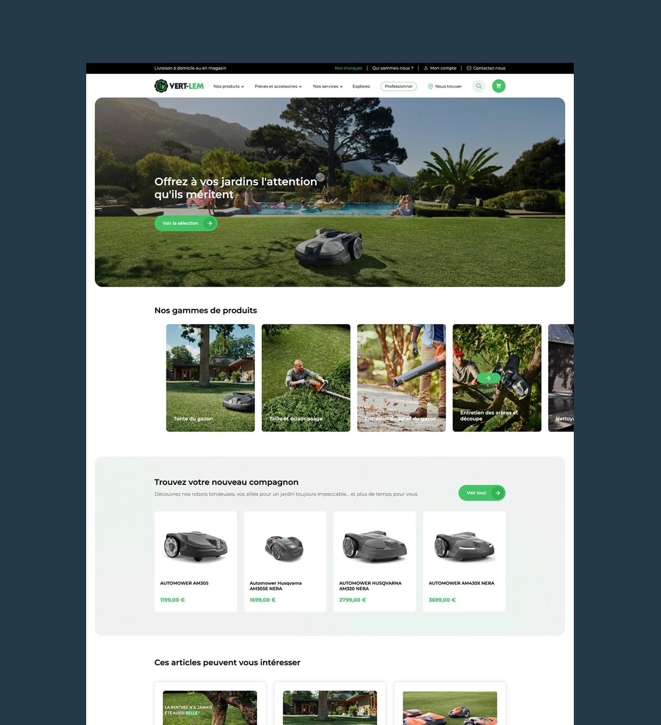 Visuel de la nouvelle page d'accueil du site Vert Lem