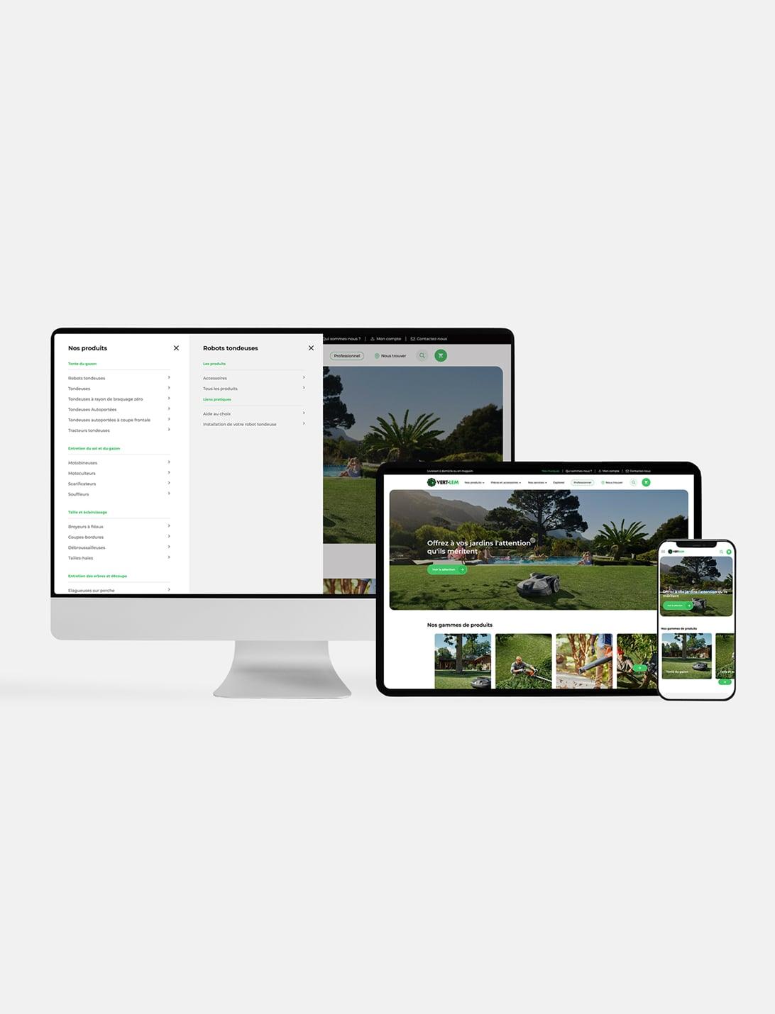 Représentation du responsive du site sur ordinateur, mobile et tablette